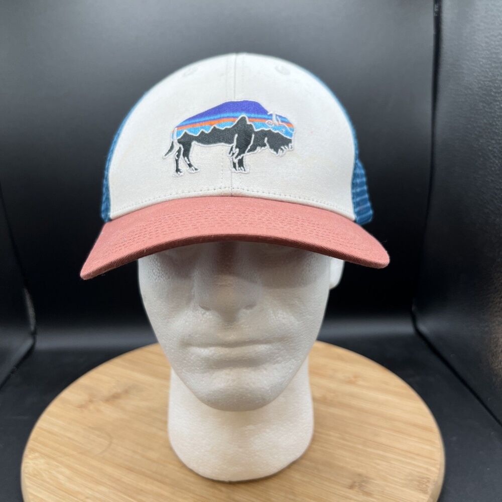 Patagonia Fitz Roy Bison Buffalo Color Blocked Trucker Mesh Snapback Hat Cap